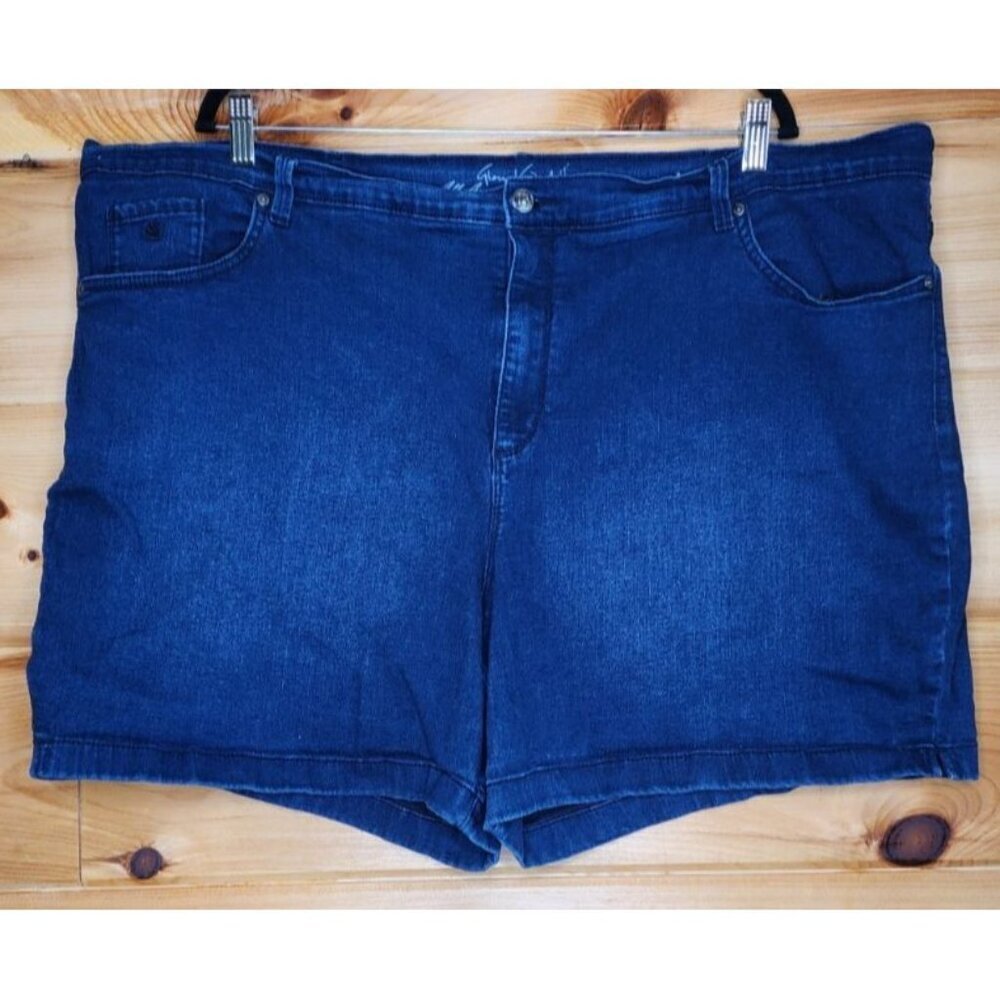 Gloria Vanderbilt Amanda Shorts Blue Denim Pockets Zip Stretch Size 24W